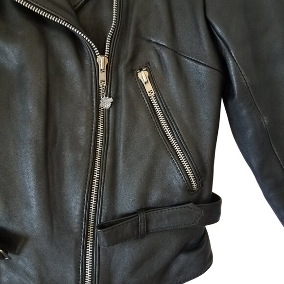 Hein Gericke HARLEY DAVIDSON Moto Jacket Vtg 80s Women's Lined Slim Cut Leather - Picture 7 of 16